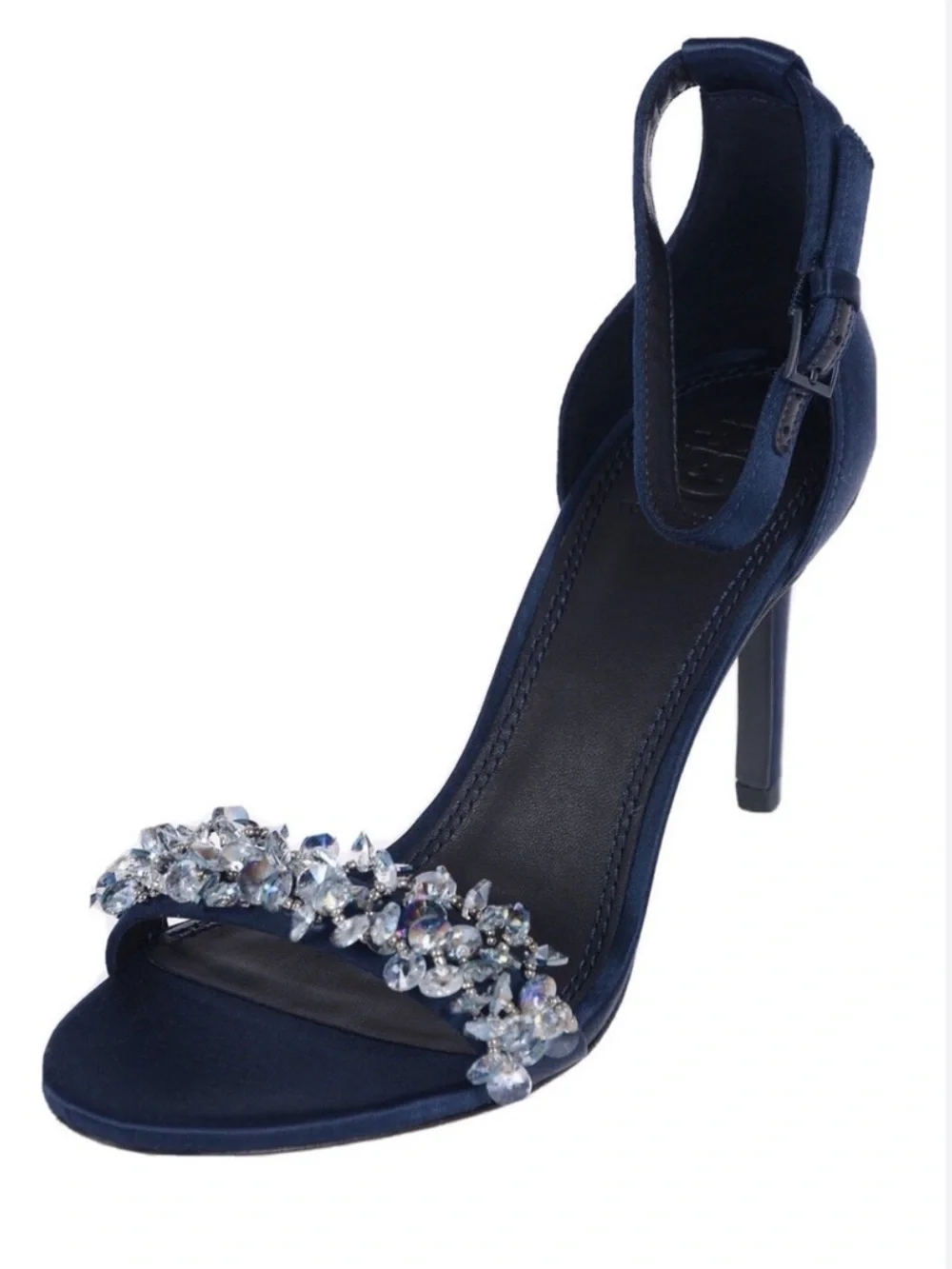 Tory Burch Logan Crystal Embellished Sandal 85mm Perfect Navy US 8
